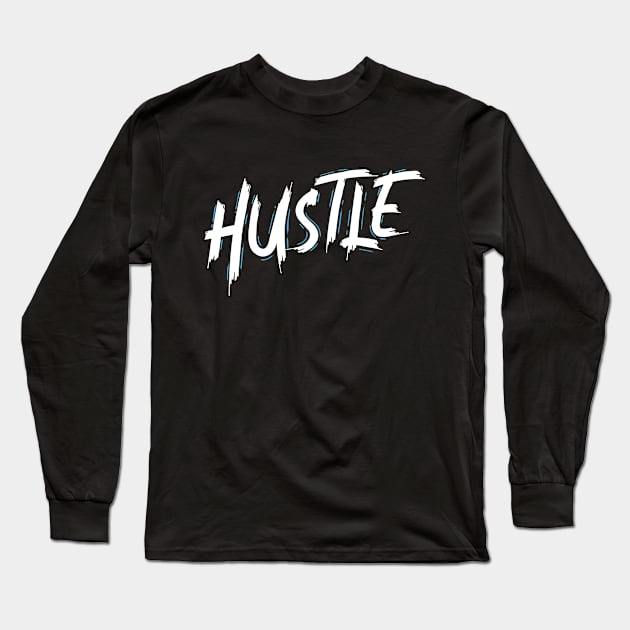 Hustle Blue and White Long Sleeve T-Shirt by HeyListen